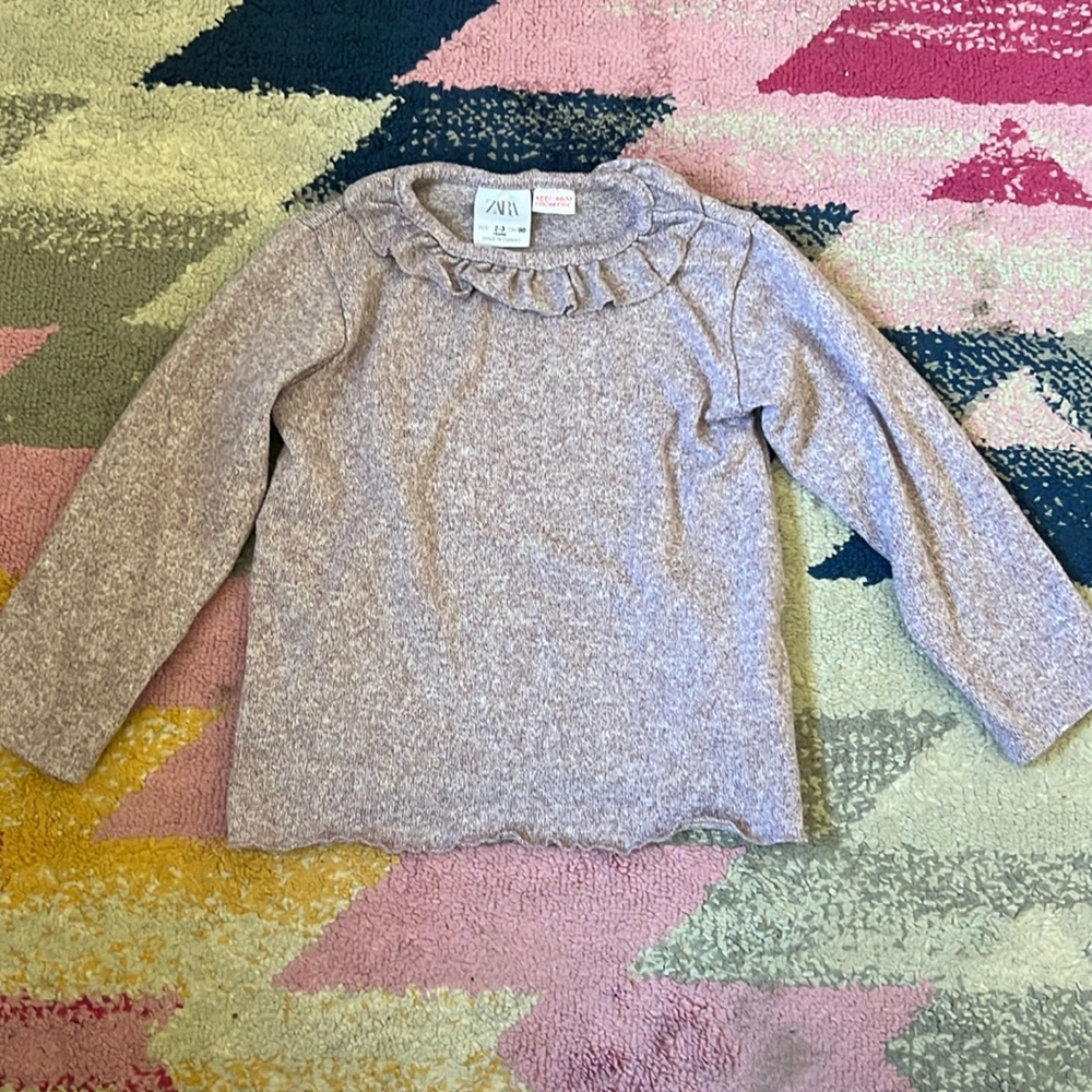ZARA long sleeve ruffle tee
